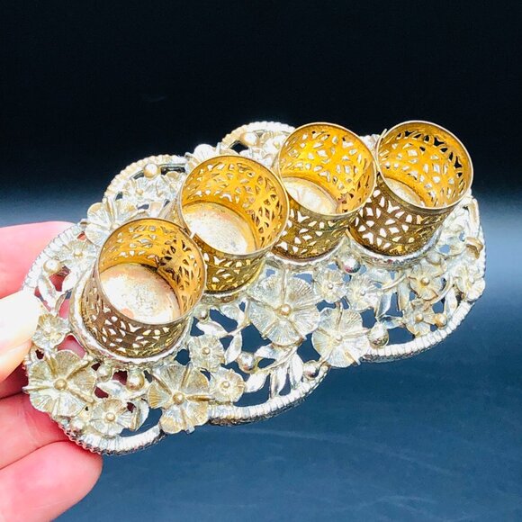 Vintage SAM FINK Ormolu Filigree Lipstick Holder Tray Hollywood Regency Vanity - Picture 3 of 14